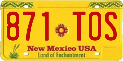 NM license plate 871TOS