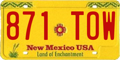 NM license plate 871TOW