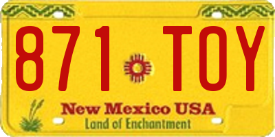 NM license plate 871TOY
