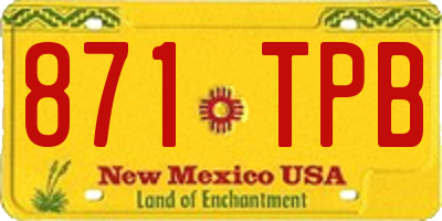 NM license plate 871TPB