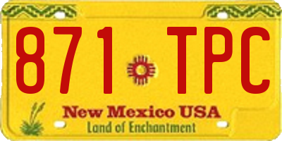 NM license plate 871TPC