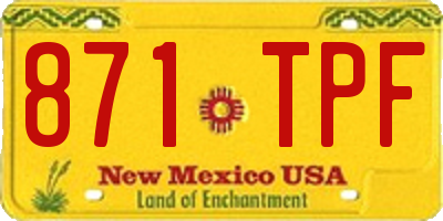 NM license plate 871TPF