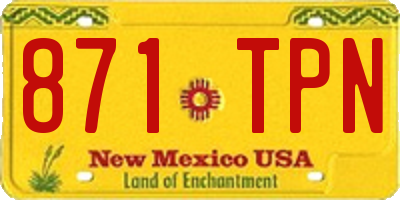 NM license plate 871TPN
