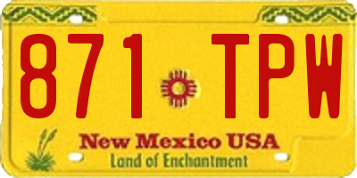 NM license plate 871TPW