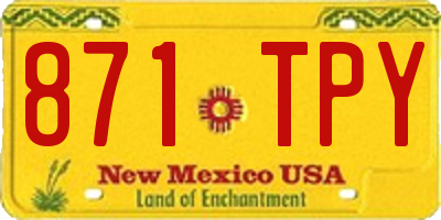 NM license plate 871TPY