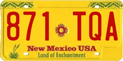 NM license plate 871TQA