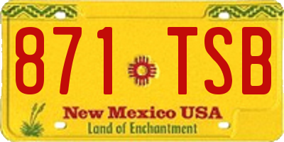 NM license plate 871TSB