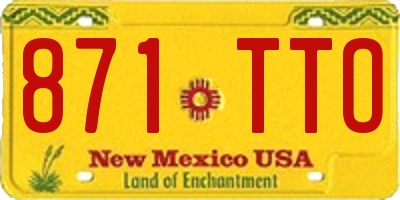 NM license plate 871TTO