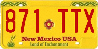 NM license plate 871TTX
