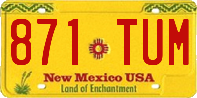 NM license plate 871TUM