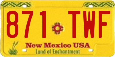 NM license plate 871TWF