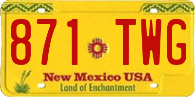 NM license plate 871TWG