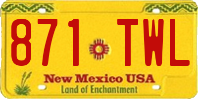 NM license plate 871TWL