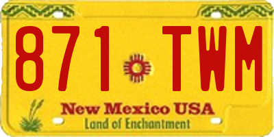 NM license plate 871TWM