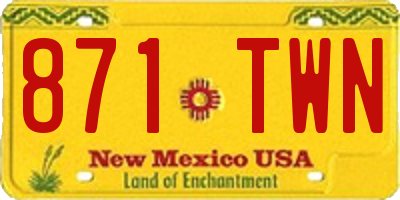 NM license plate 871TWN