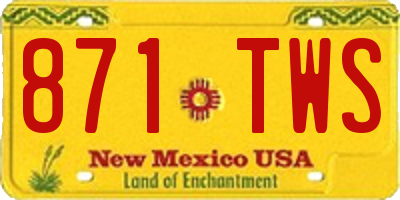 NM license plate 871TWS