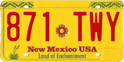 NM license plate 871TWY