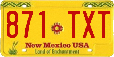 NM license plate 871TXT