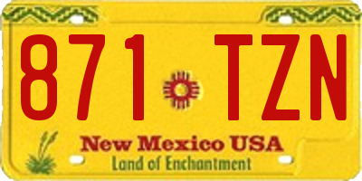 NM license plate 871TZN