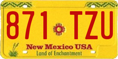 NM license plate 871TZU