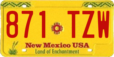 NM license plate 871TZW