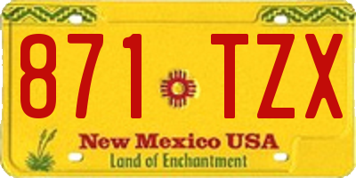 NM license plate 871TZX