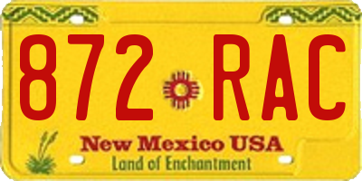 NM license plate 872RAC