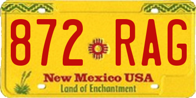 NM license plate 872RAG