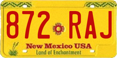 NM license plate 872RAJ