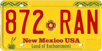 NM license plate 872RAN