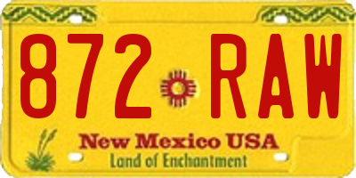 NM license plate 872RAW