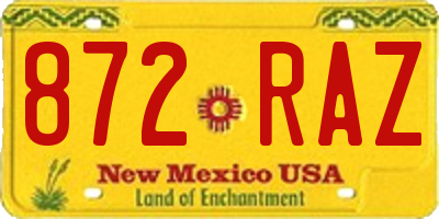 NM license plate 872RAZ