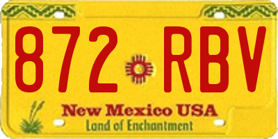 NM license plate 872RBV