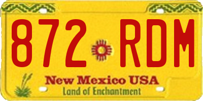 NM license plate 872RDM