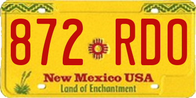 NM license plate 872RDO