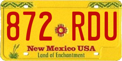 NM license plate 872RDU