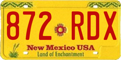 NM license plate 872RDX