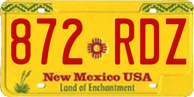 NM license plate 872RDZ