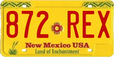 NM license plate 872REX