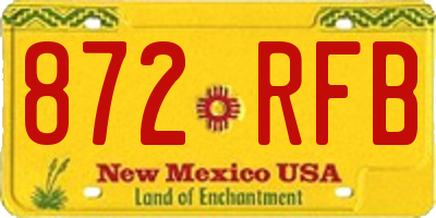 NM license plate 872RFB