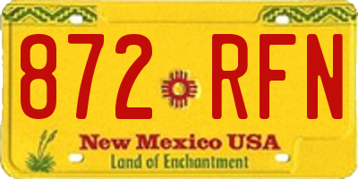 NM license plate 872RFN