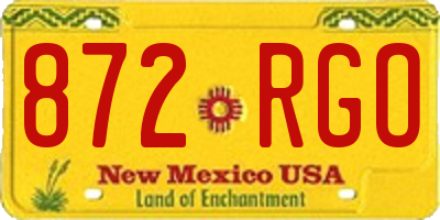 NM license plate 872RGO