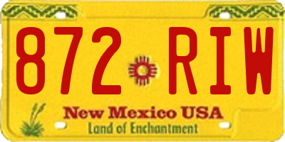 NM license plate 872RIW
