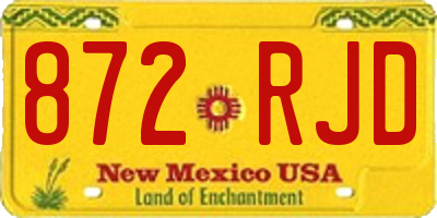 NM license plate 872RJD