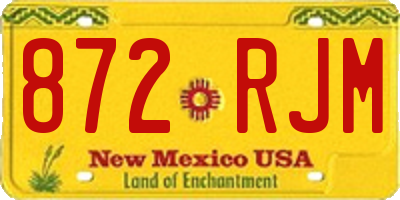NM license plate 872RJM