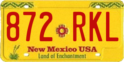 NM license plate 872RKL