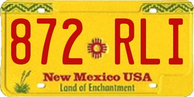 NM license plate 872RLI