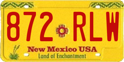 NM license plate 872RLW