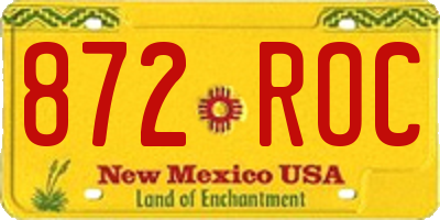 NM license plate 872ROC