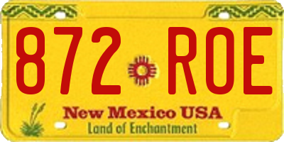 NM license plate 872ROE
